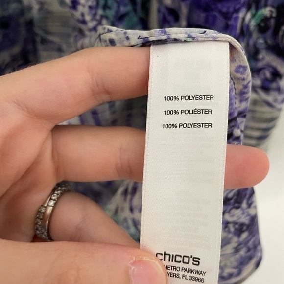 Chico’s Paisley Blue Printed Button Down Shirt 0/S - Picture 5 of 6